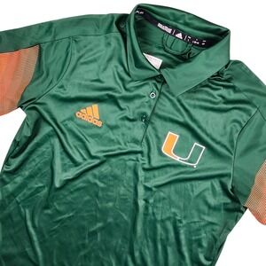 Miami Hurricanes Shirt Polo Womens Large NCAA Football Sports Adidas Primeblue